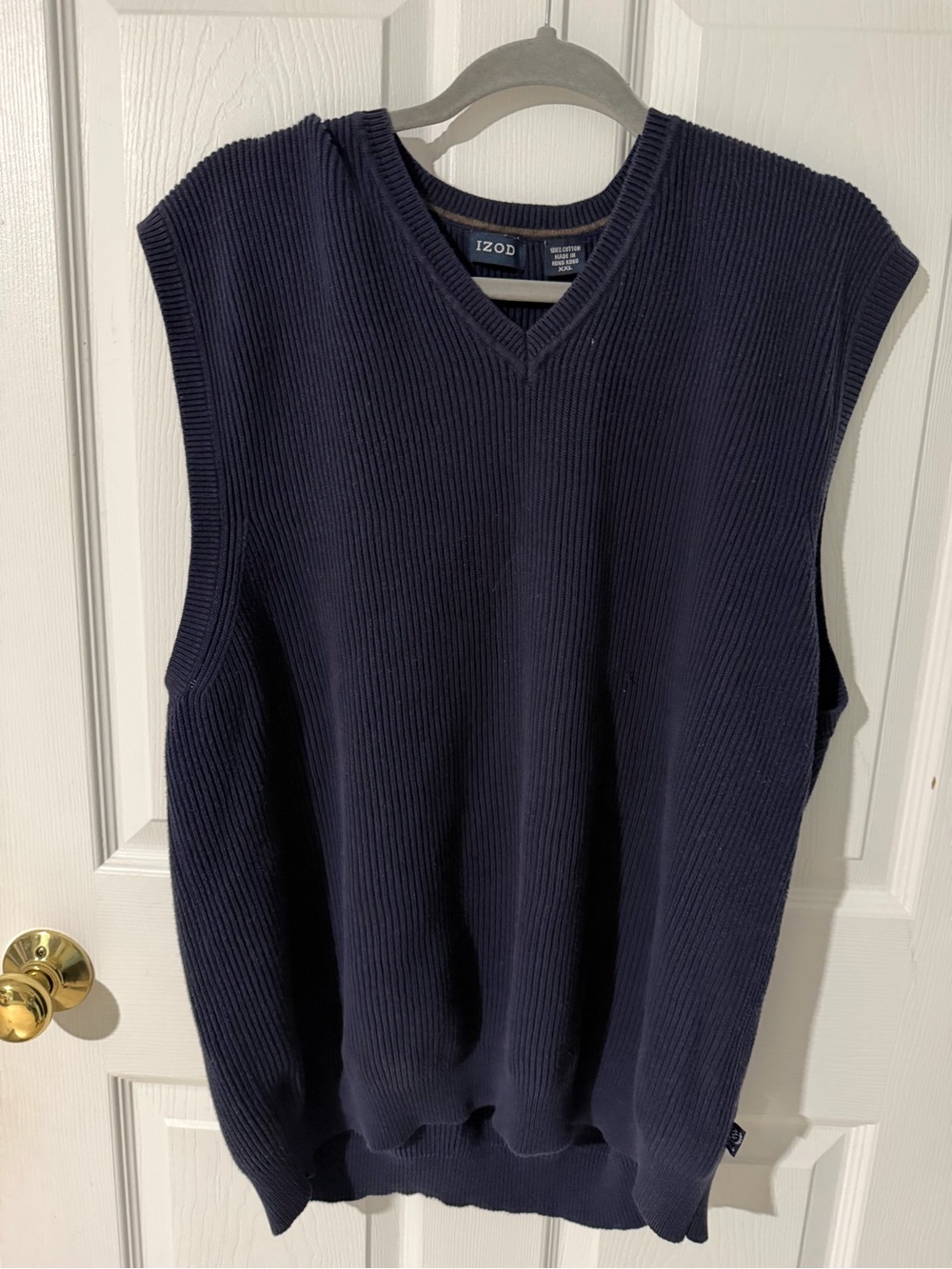 Izod Men's Navy Ribbed V-Neck Sweater Vest